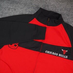 Chicago Bulls Track Jacket Mens Med‎ Red Black NBA Basketball Sportswear Zip Up